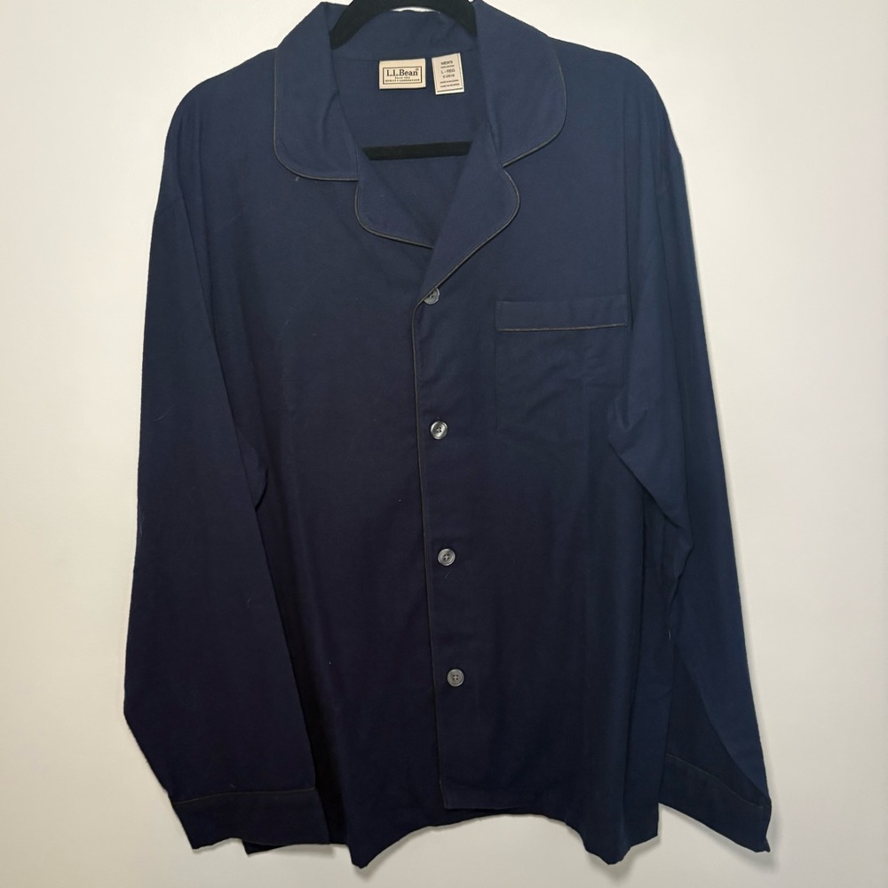 LL Bean Men's Navy Blue Pajama Top Button Down NWOT Cotton XL Comfort Sleep